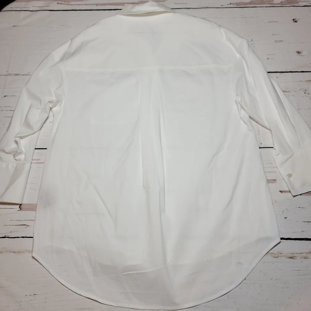 Philosophy White Oversized Button-Down Shirt Hi-Lo Hem Boxy Fit Classic Size XS - Picture 6 of 11
